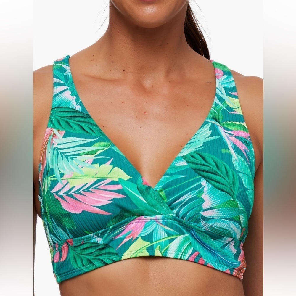 NEXT BY ATHENA Kalani Triangle Sports Bra Bikini Top in Deep Lake Sz 32 B/C NWT